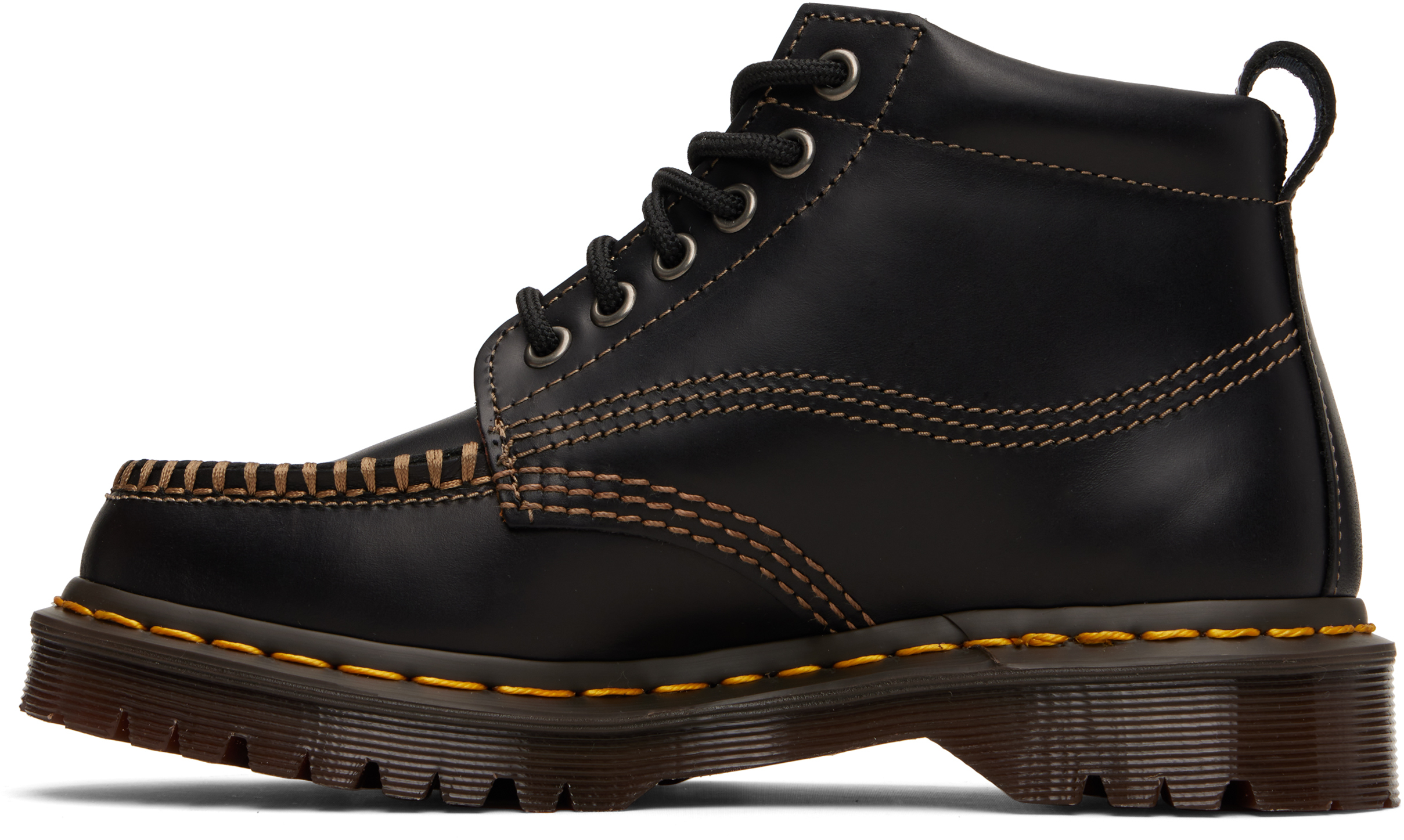 Black Lowell Chukka Moc Toe Leather Ankle Boots