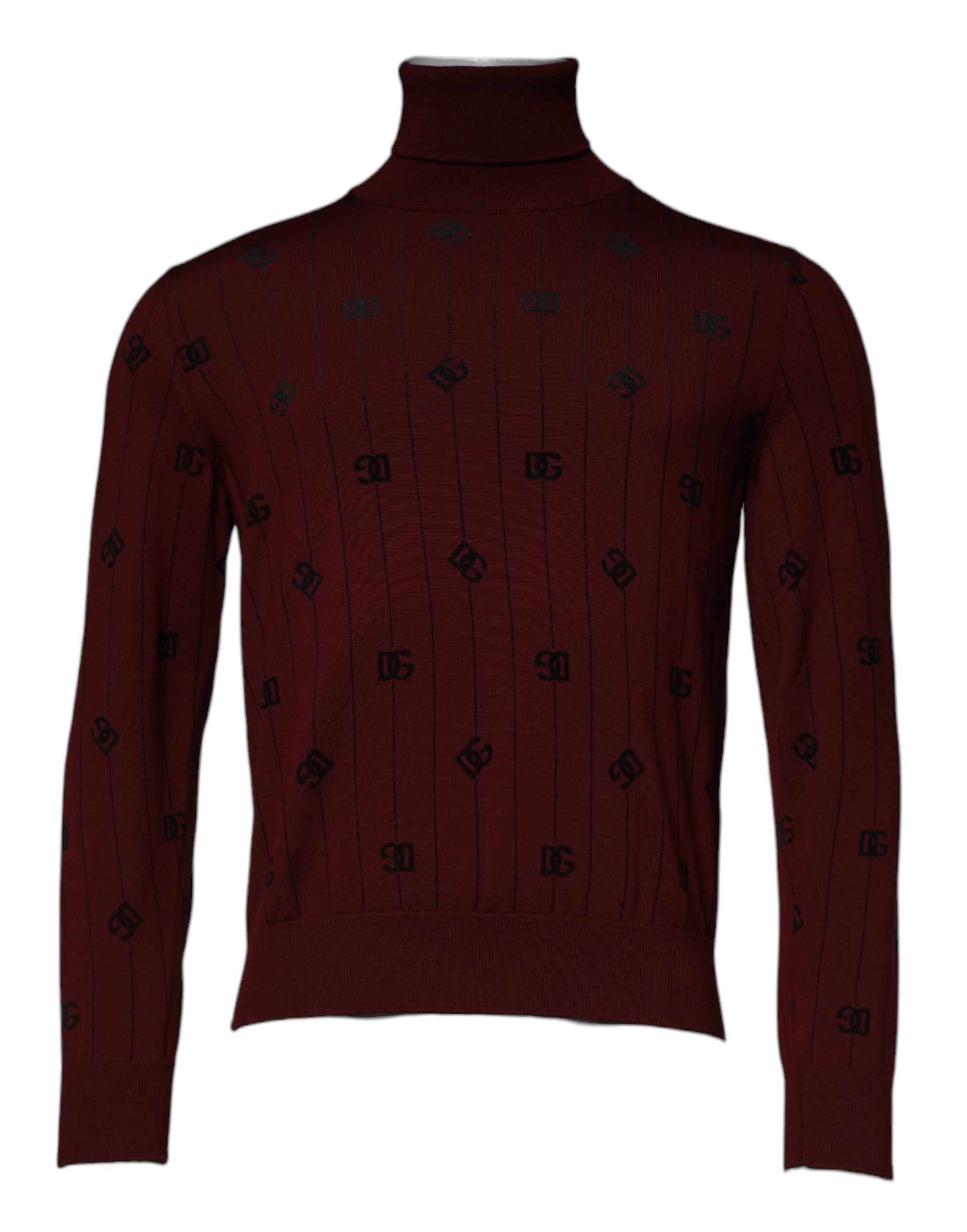 Monogram Virgin Wool Turtleneck Sweater — Maroon