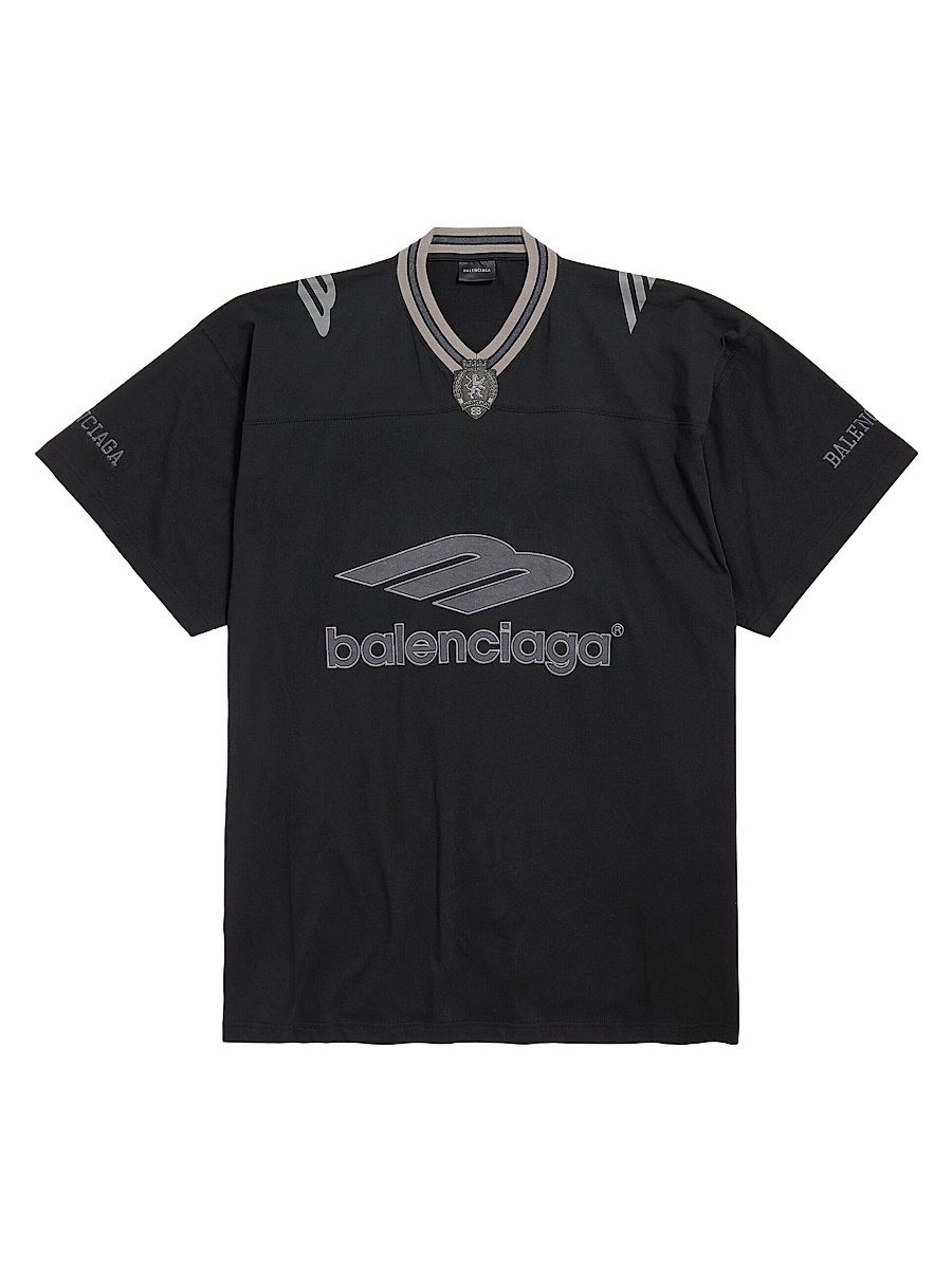 Men's 3B Football V-Neck Oversized T-Shirt - Black Anthracite