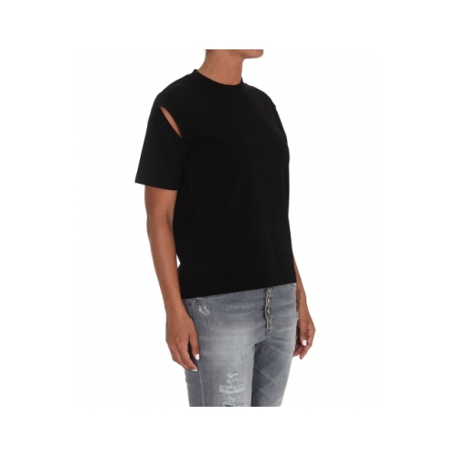 Slit-detail cotton T-shirt - Black