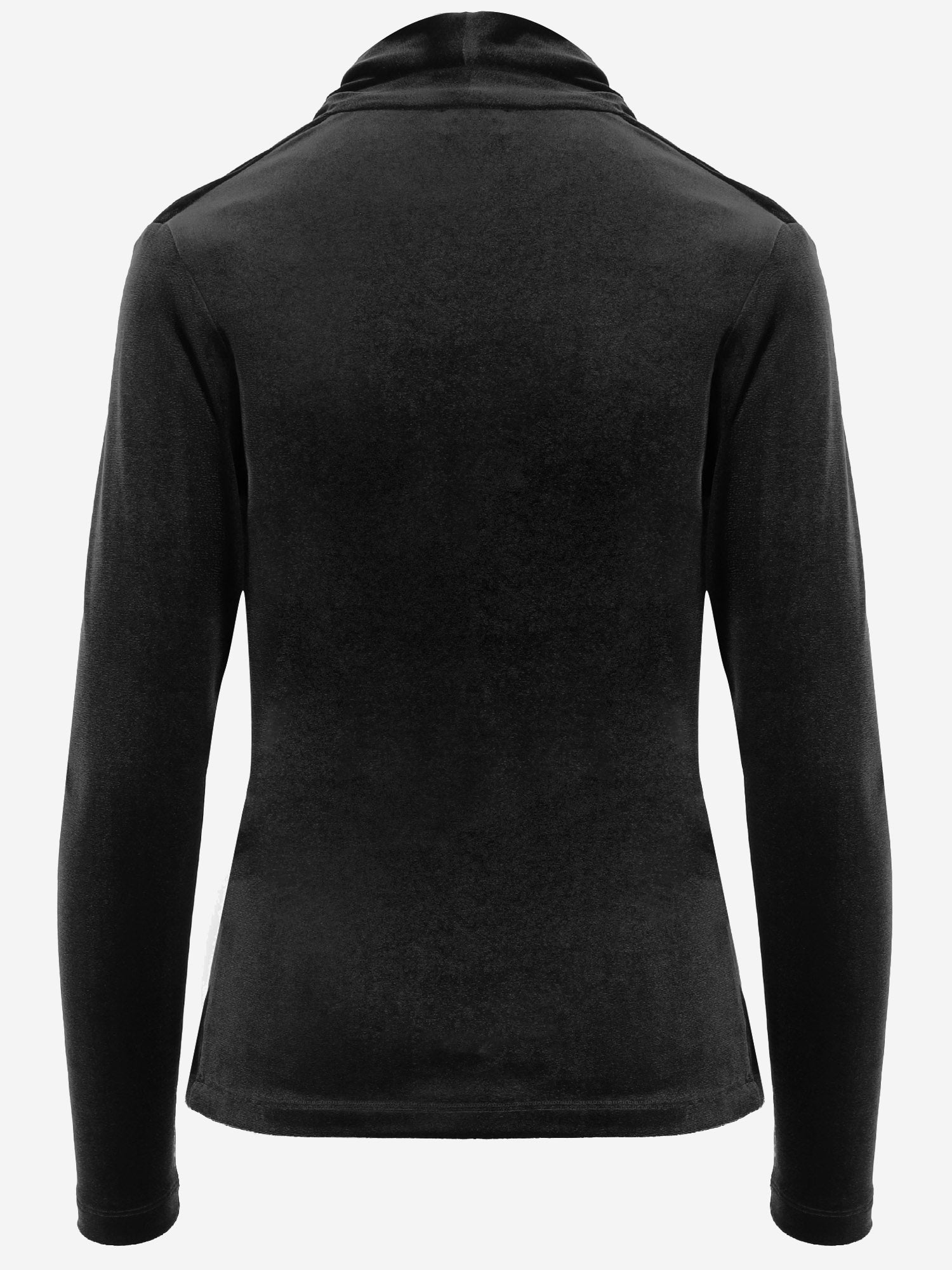 Stretch Velvet Cross-Over Sweater — Black