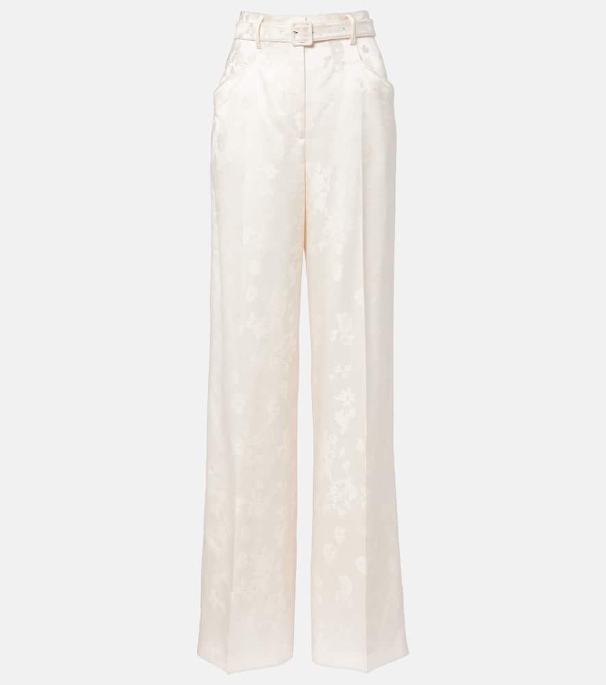 Norman embroidered silk wide-leg pants