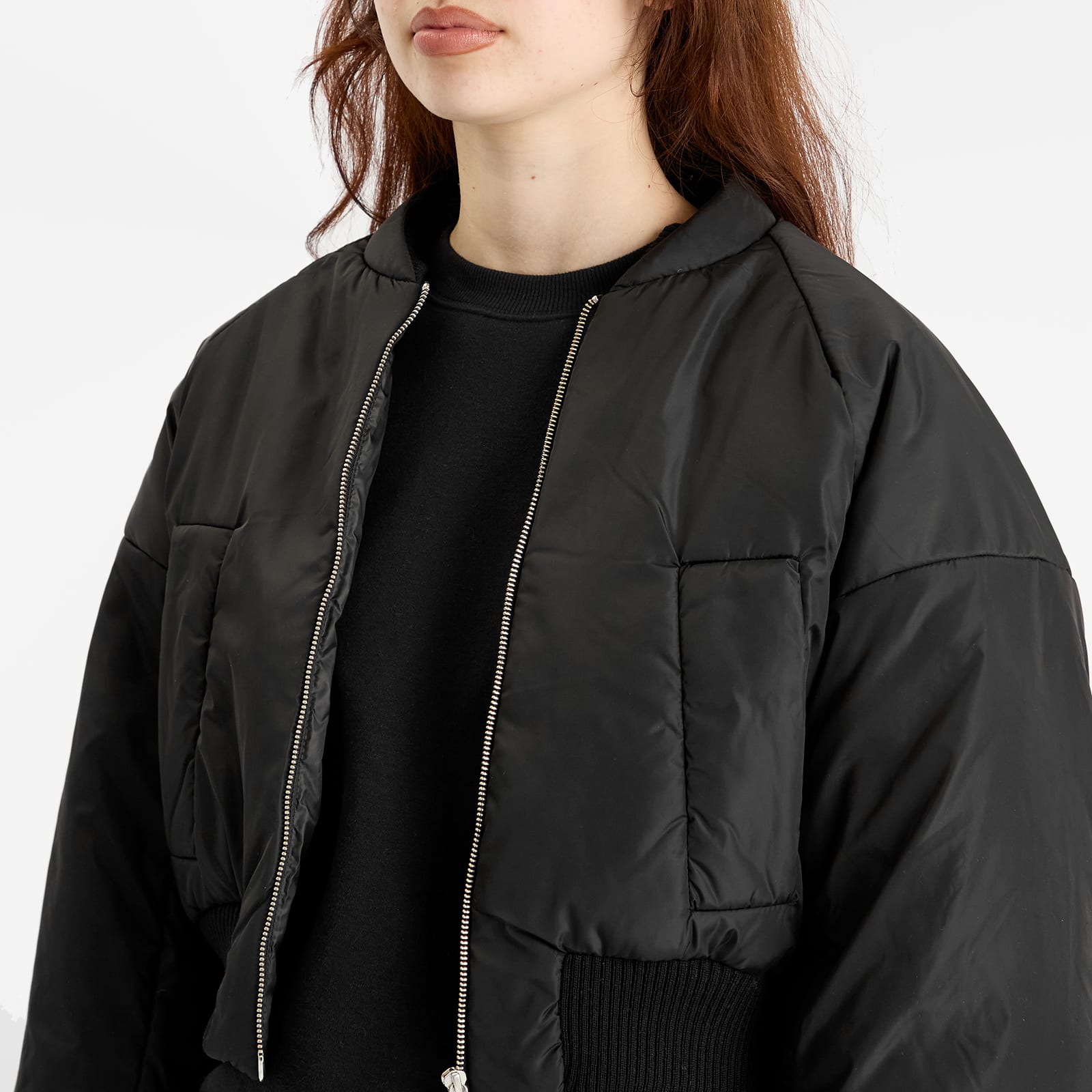 Women's Cropped Bomber Jacket in Black