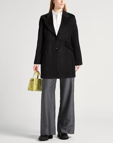 Woman Coat Black Size L Polyester, Viscose