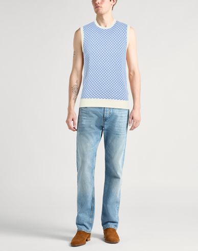 Man Sweater Pastel blue Size 40 Cotton, Linen