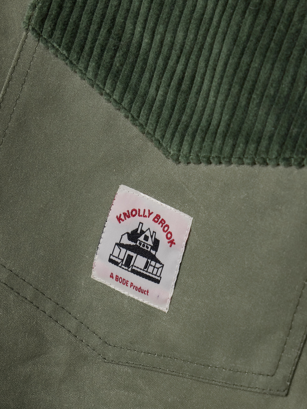 Corduroy-trimmed Waxed-cotton Jacket - Green