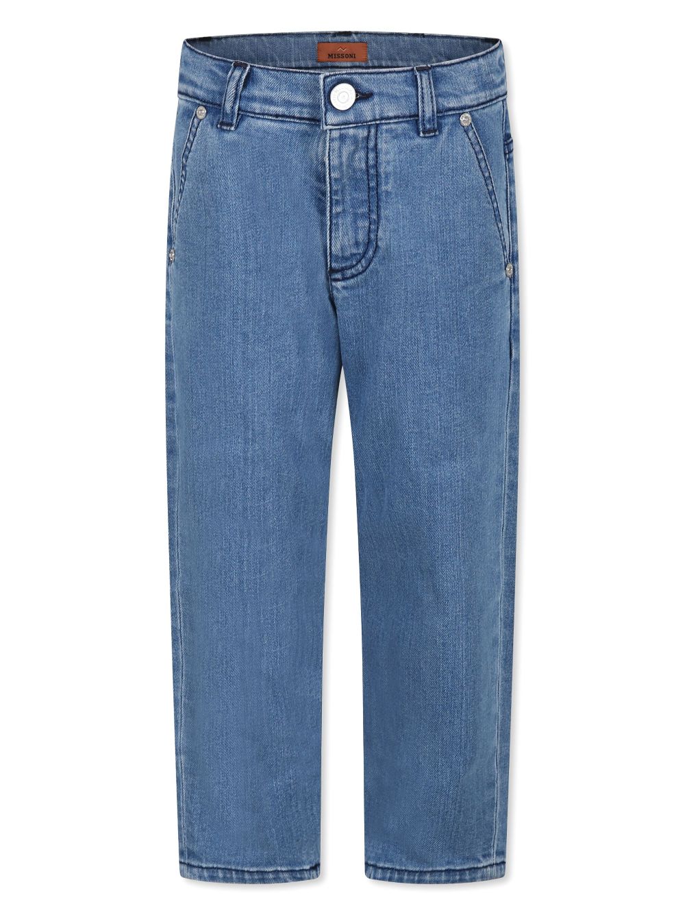 Embroidered-design straight-leg jeans - Blue