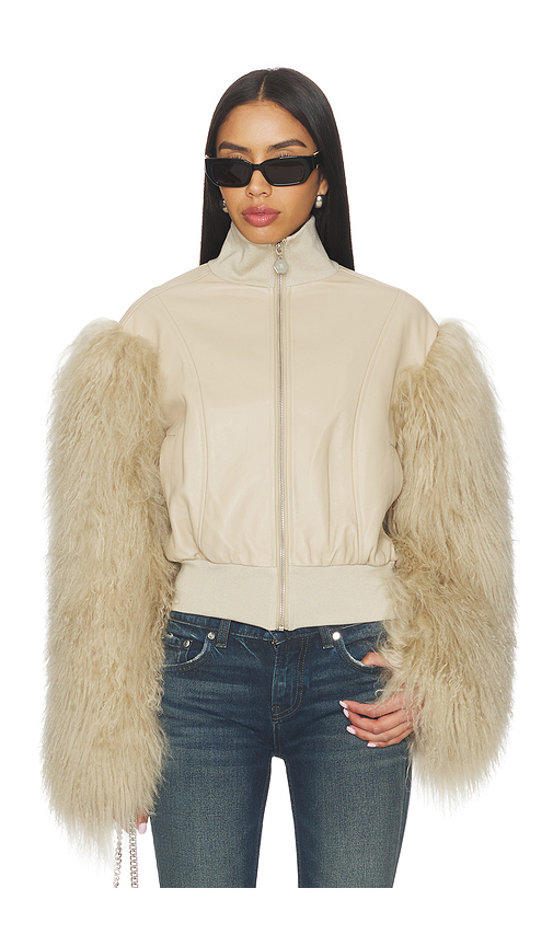 OW Collection Bex Fur Jacket in Tan. - S also in