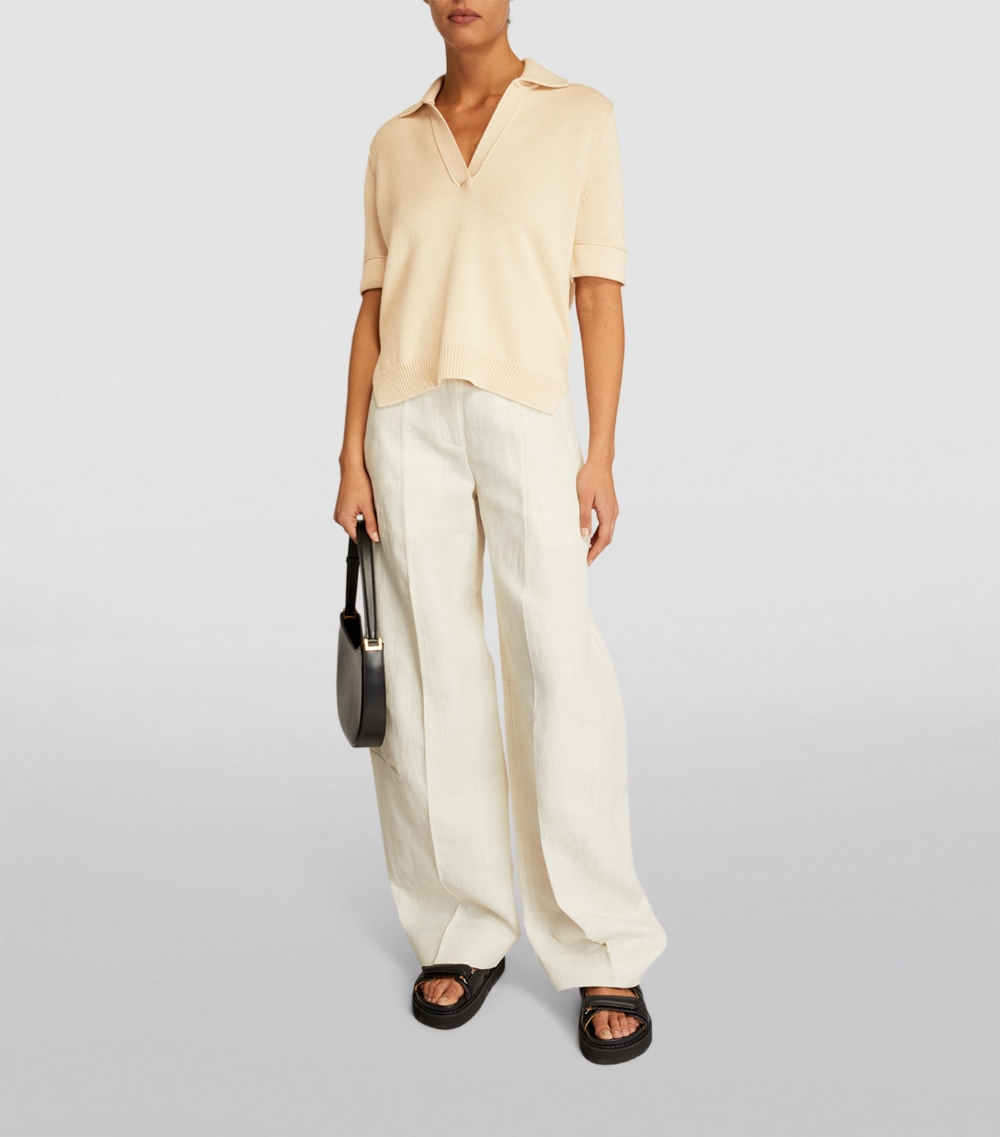Cotton-Cashmere Polo Top
