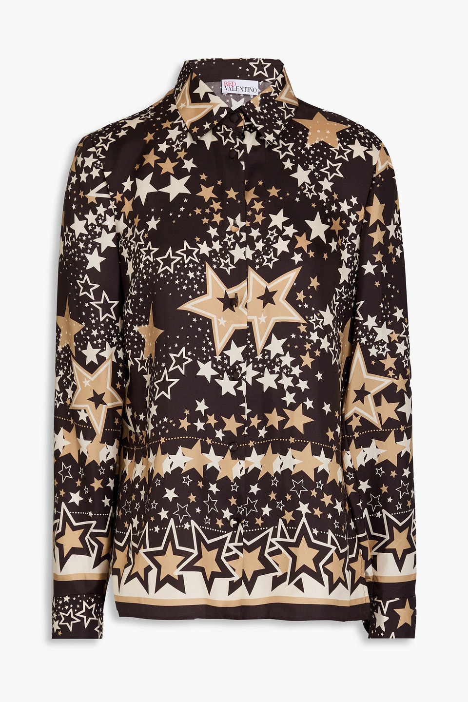 Printed silk-twill shirt - Brown - IT 38