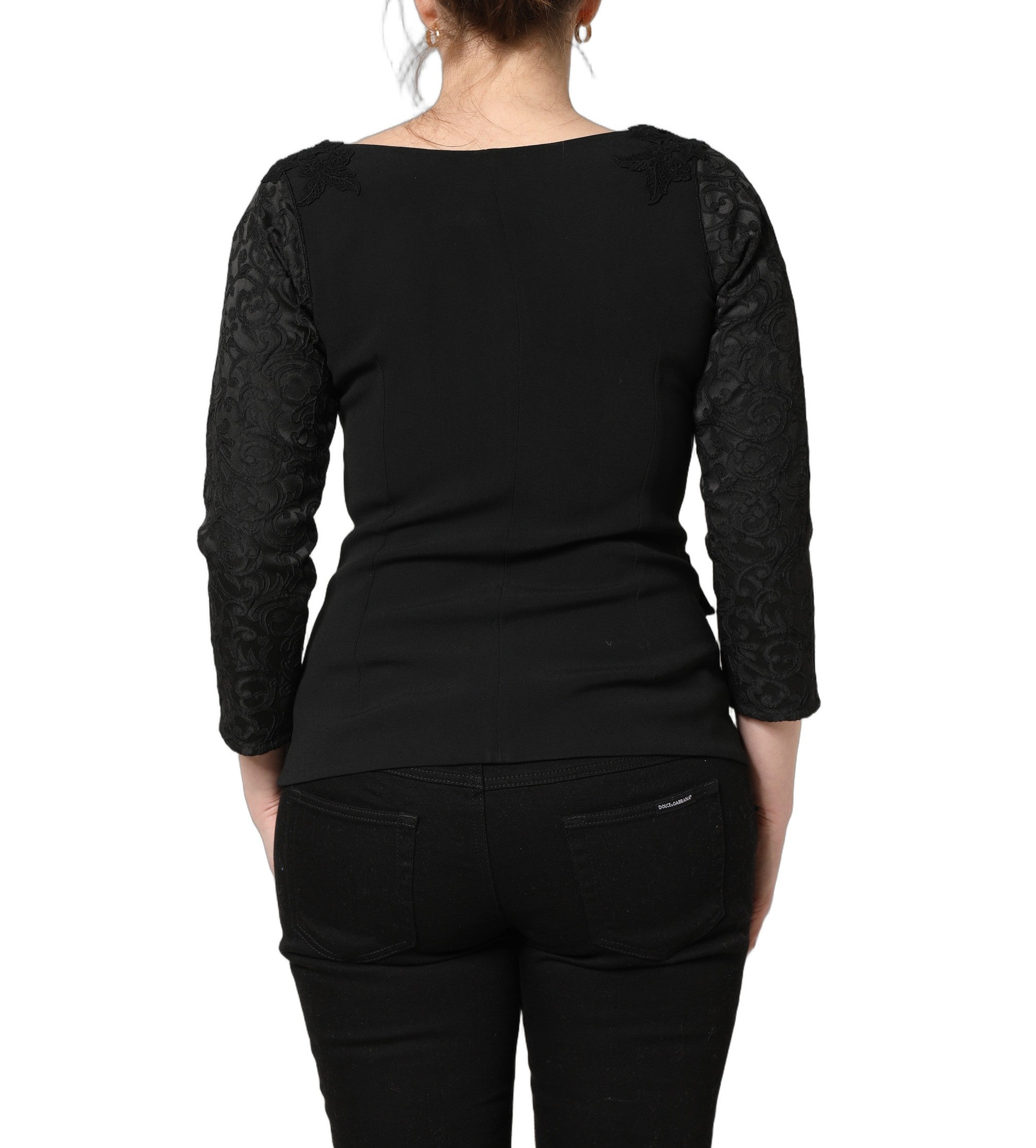 Lace-Trimmed Blazer — Black
