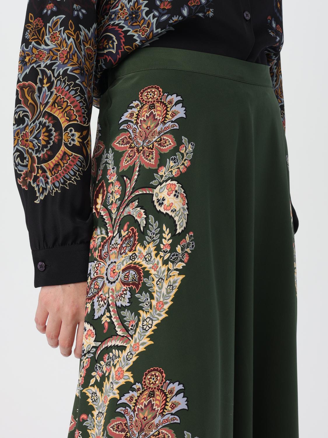 Paisley-print silk midi skirt - Green