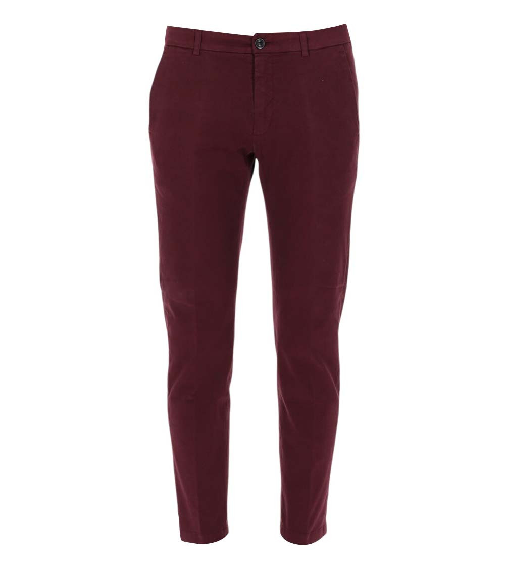 Red Slim Flat Front Pants