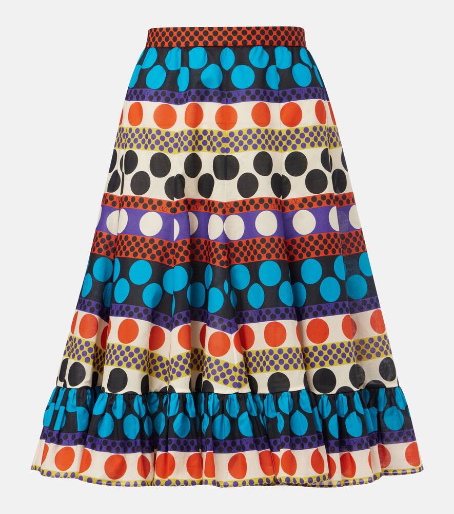 Printed cotton midi skirt