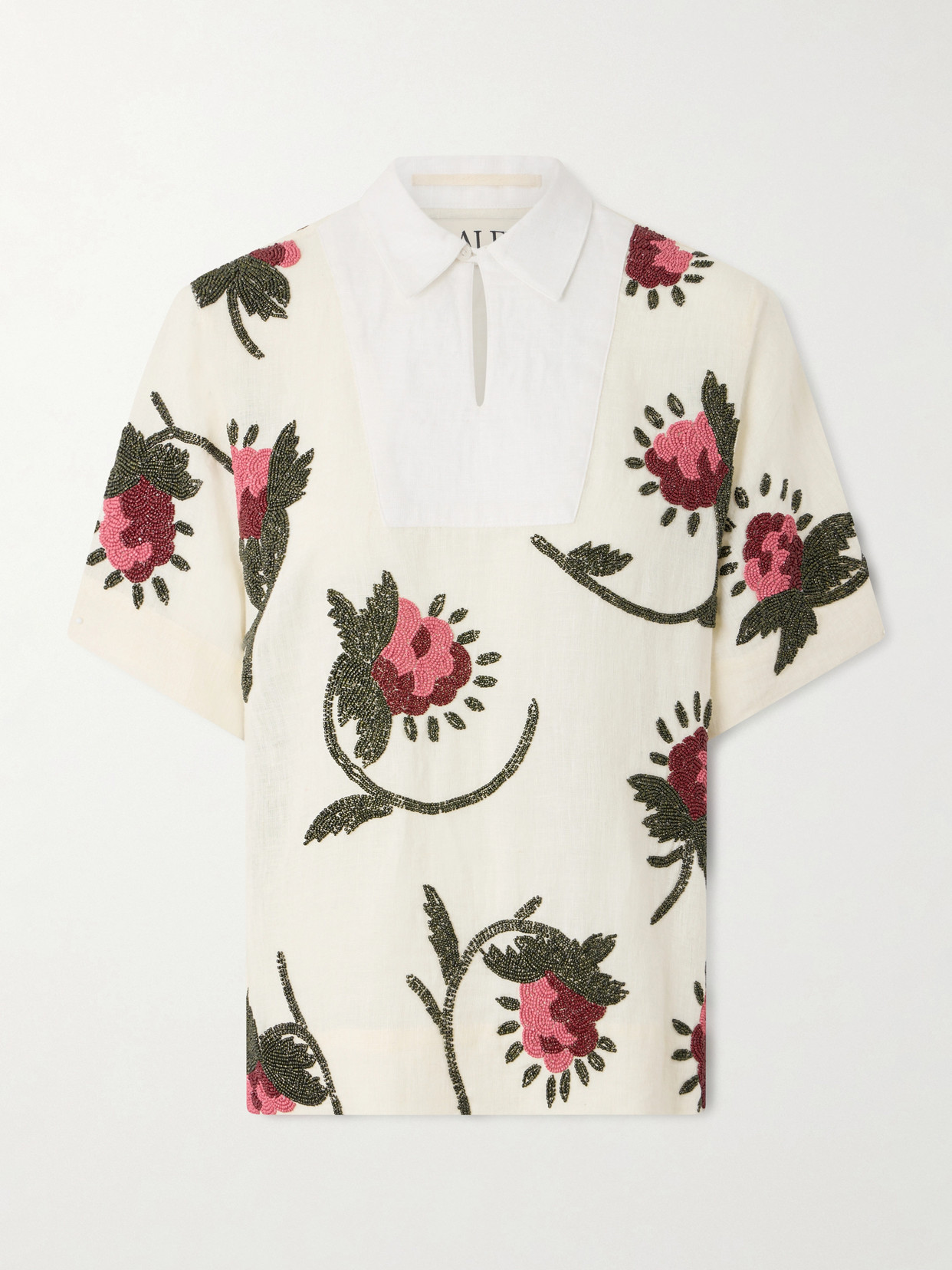S. S. Daley - Iona Bead-embellished Linen Shirt - Cream