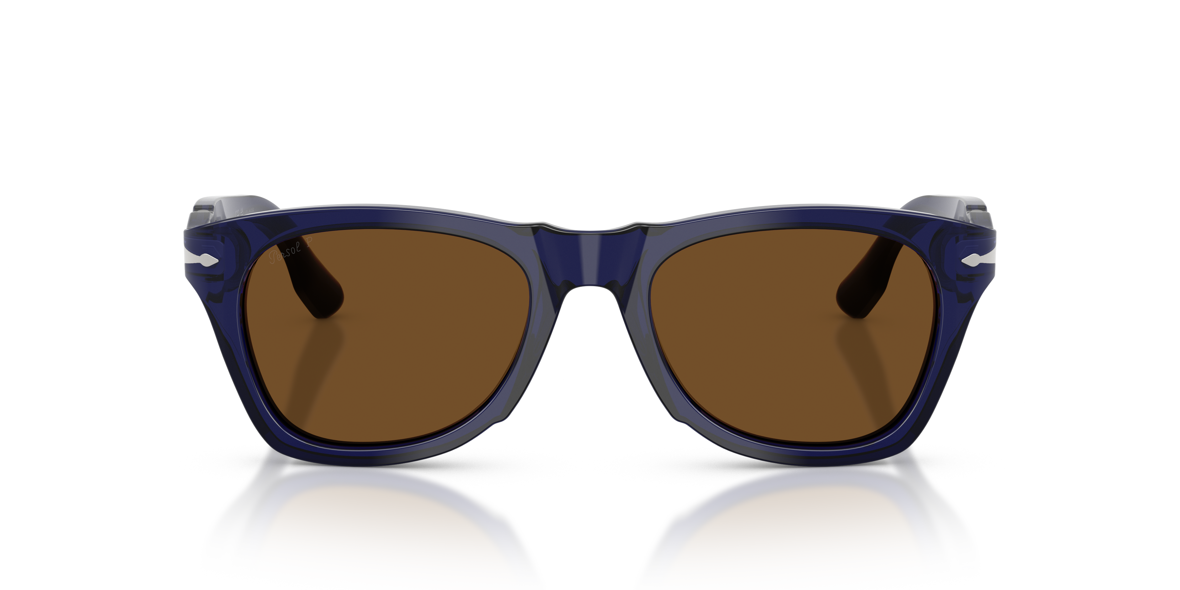 Persol Unisex Persol PO8001S 181/57 Occhiali da sole Acetato Blu Marrone Pantos Polarizzata