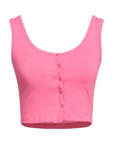 Woman Top Magenta Size M Cotton, Elastane