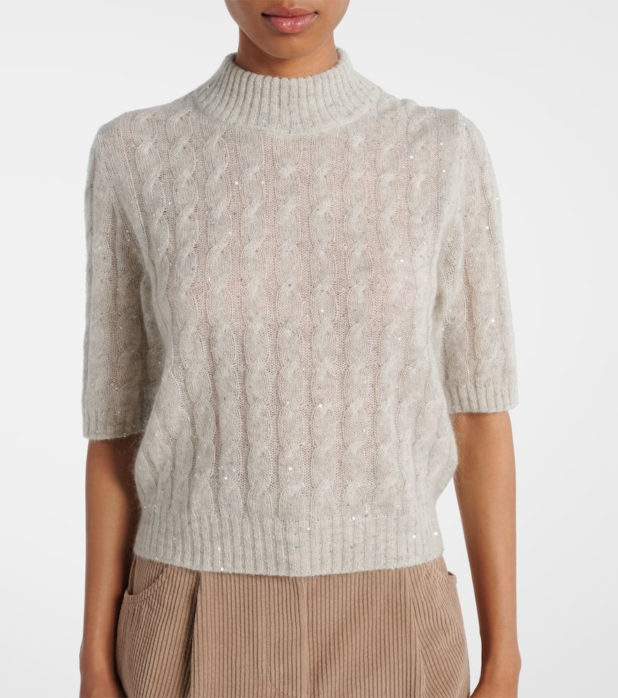 Sequined cable-knit sweater