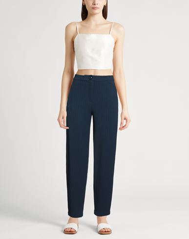 Woman Pants Navy Size 10 Cotton, Polyamide, Elastane