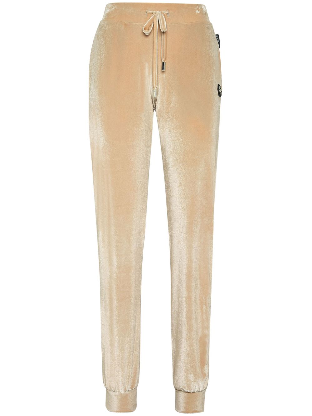 Logo-embellished velvet track pants - Black