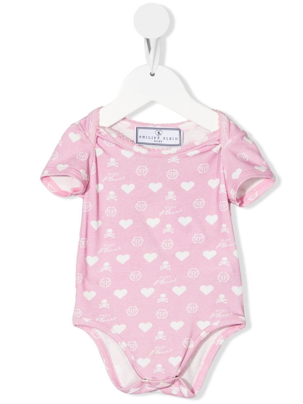 Logo-print short-sleeve babygrow - Pink