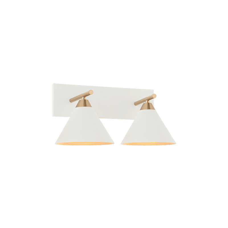 Aged Gold Brass White Two Light Wall Sconce from the Bliss Collection
