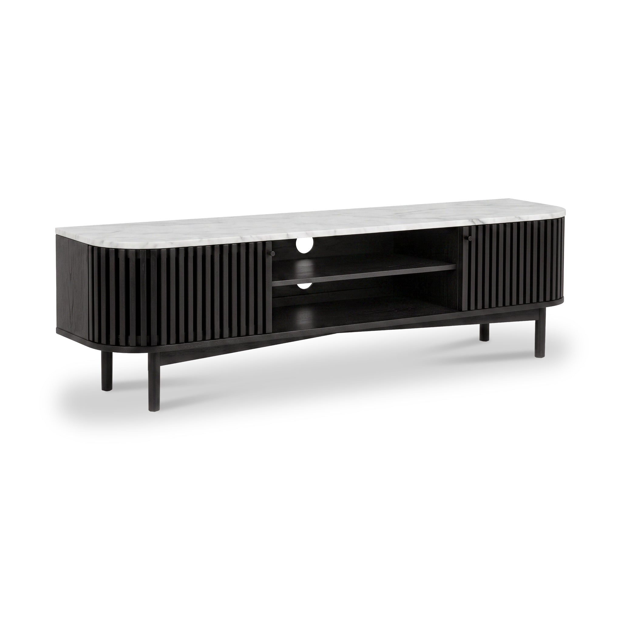 Shorwell Black & Marble 180cm TV Unit for Living Room | Roseland