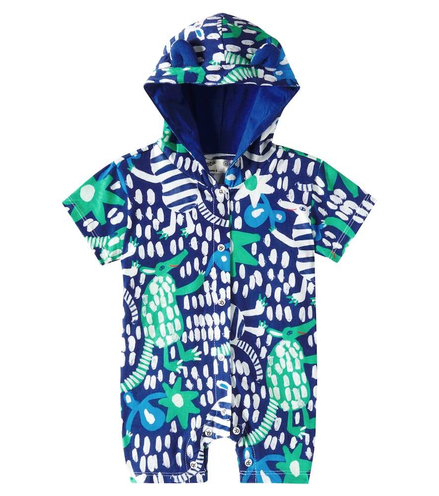Fábula Baby printed hooded cotton jersey playsuit