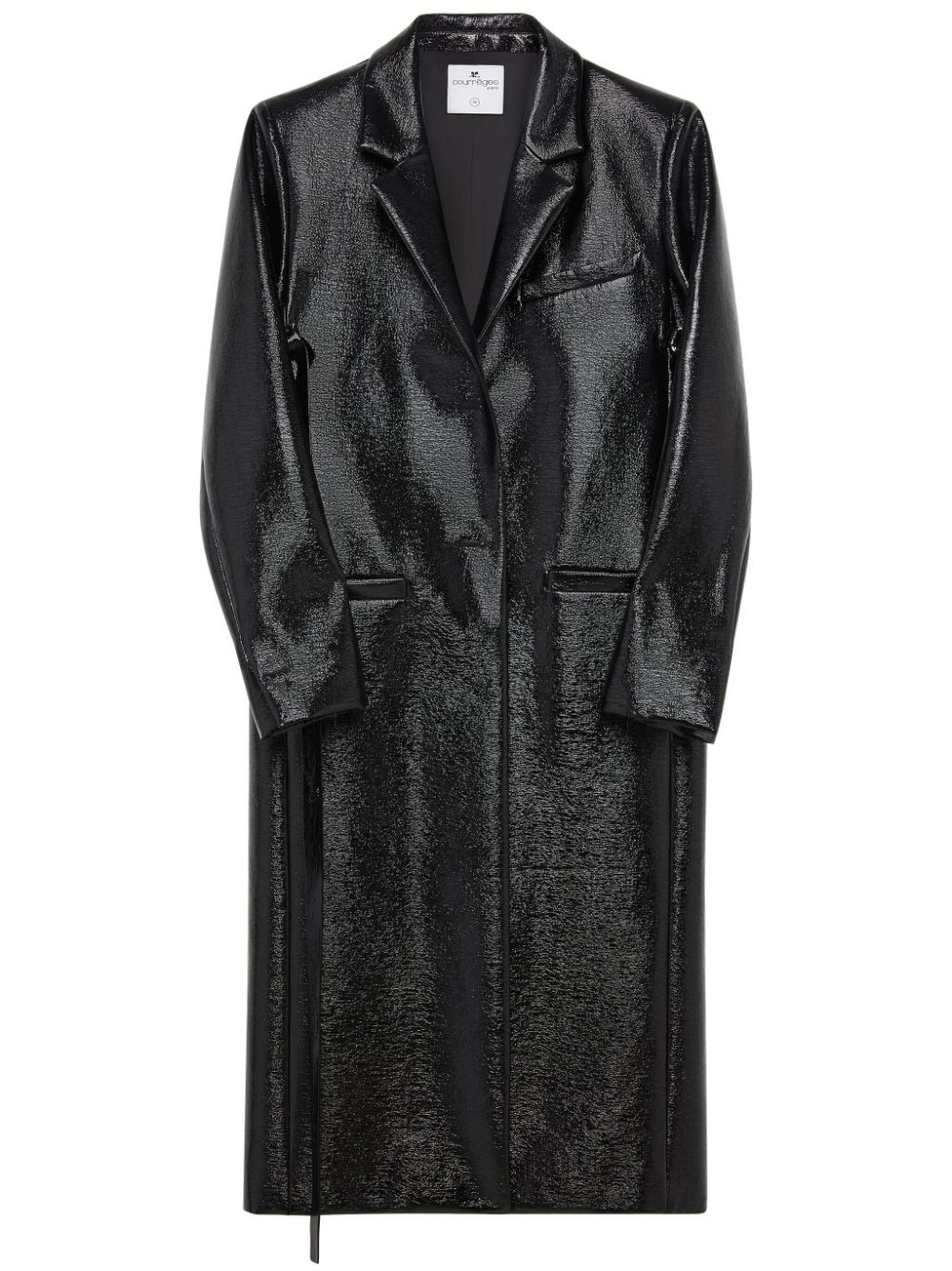 Vinyl mid-length trench coat - Black