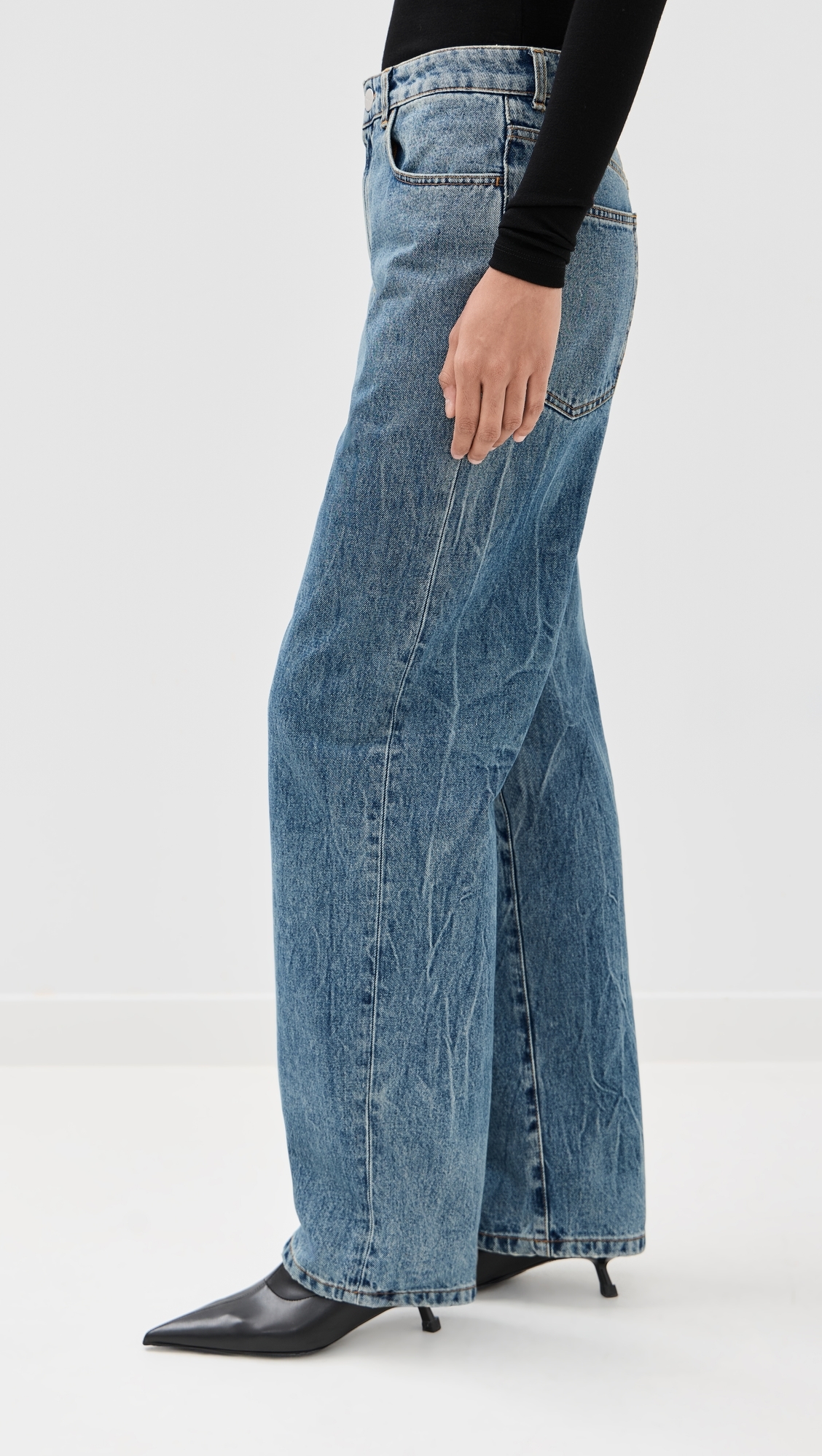 Baggy Fit Denim Jeans Mid Denim Blue