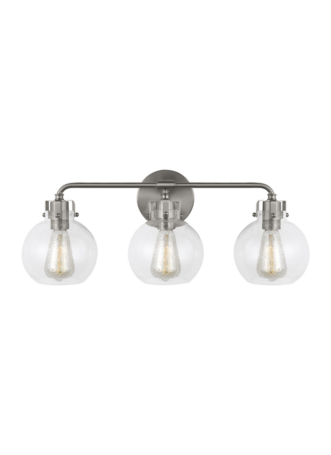 Visual Comfort Studio Clara 3-Light Bathroom Vanity Light in Satin Nickel by Sean Lavin