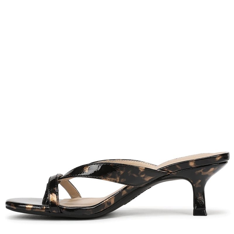 Women's Navine Thong Sandals (Black Tortoise Patent Leather)