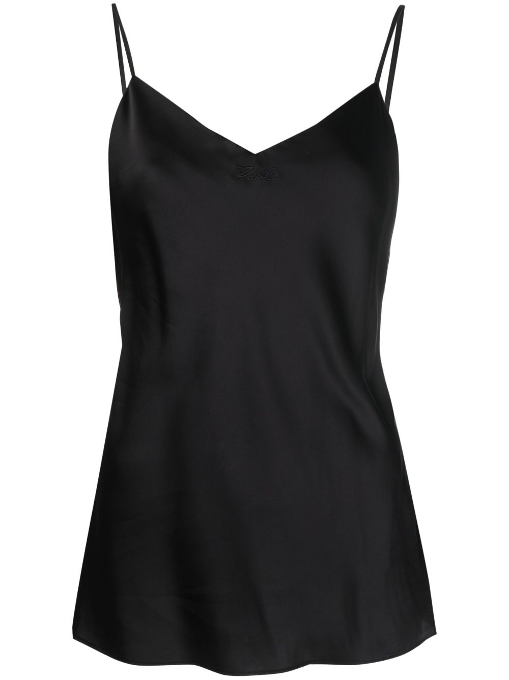 Logo-embroidery V-neck tank top - Black