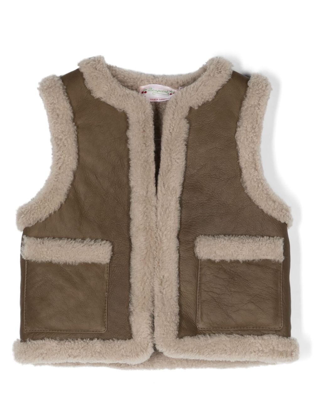 Bibi shearling-trim leather vest - Brown
