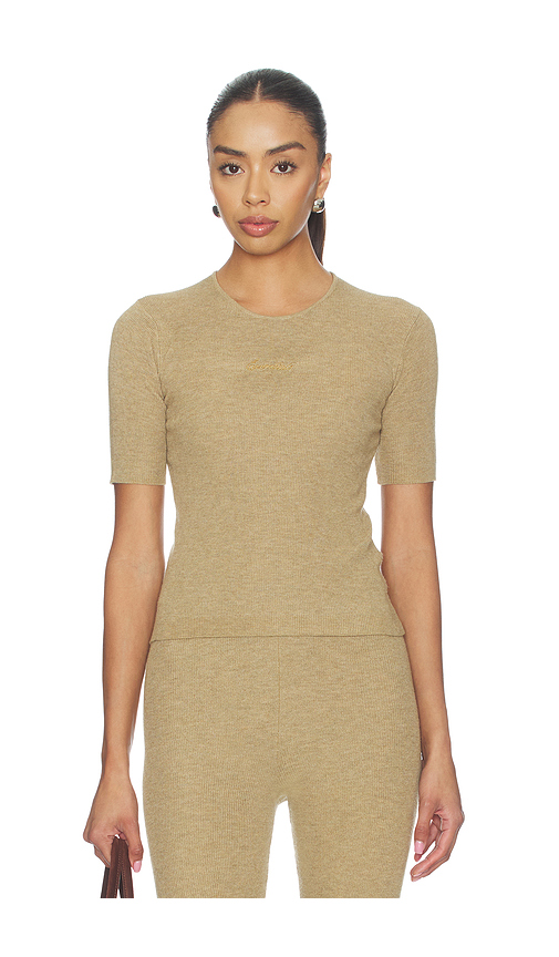 Fear of God ESSENTIALS Signature Rib Knit Fitted Short Sleeve Tee in Dune. L also in XS