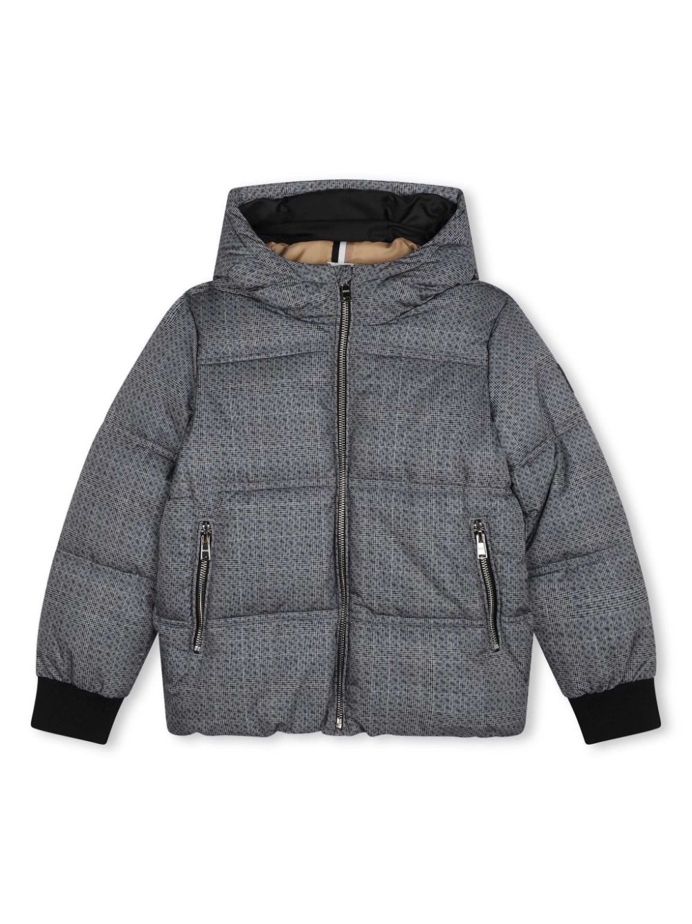 Check puffer jacket - Grey