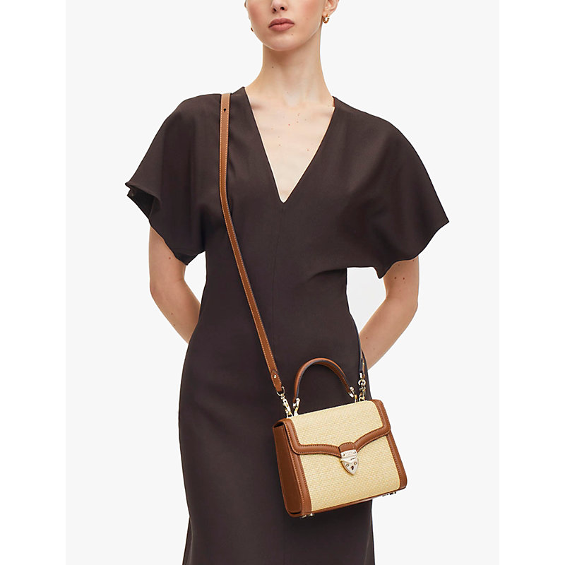 Womens Mayfair Midi Contrast-Weave Leather Shoulder Bag