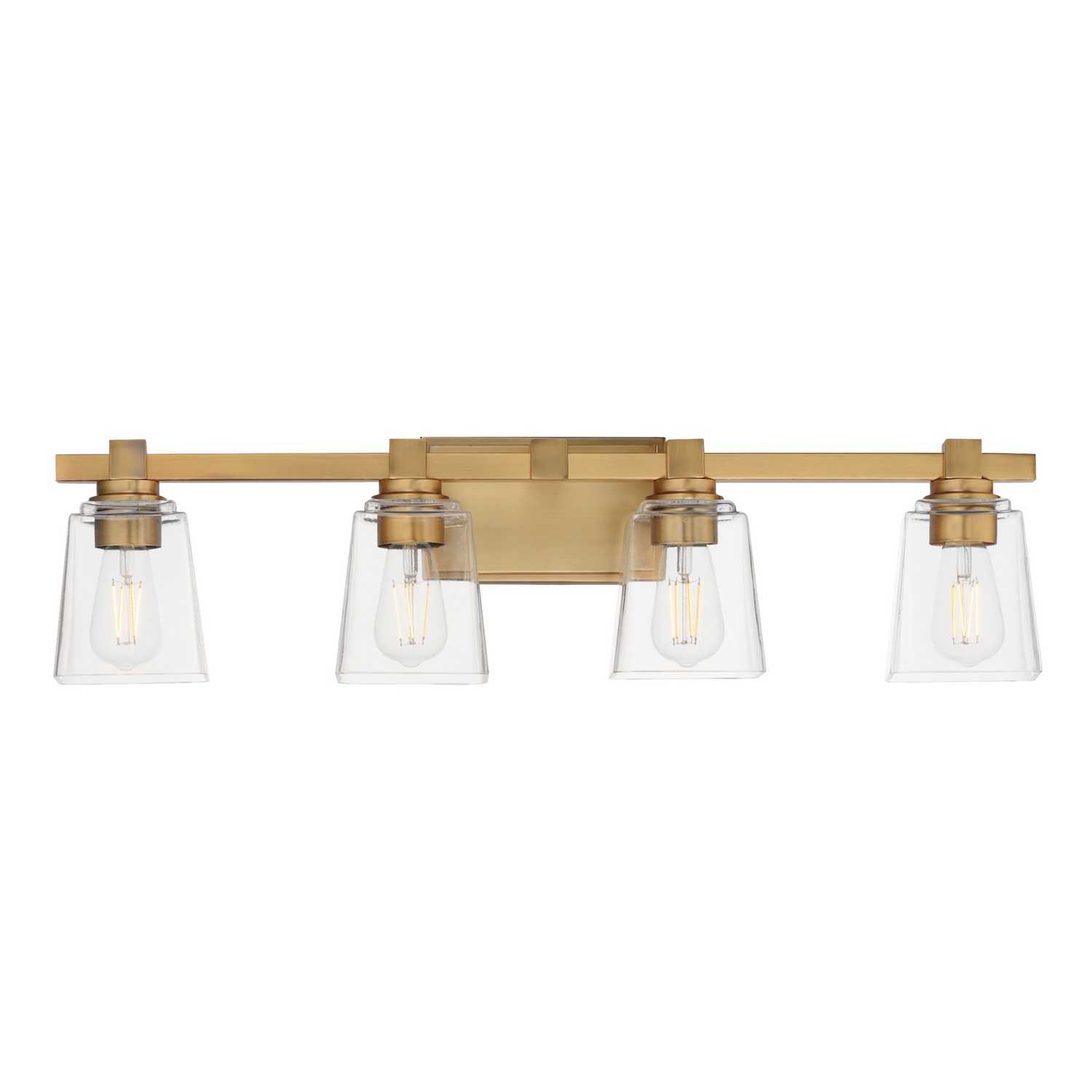 Natural Aged Brass Four Light Bath Vanity from the Cubos Collection