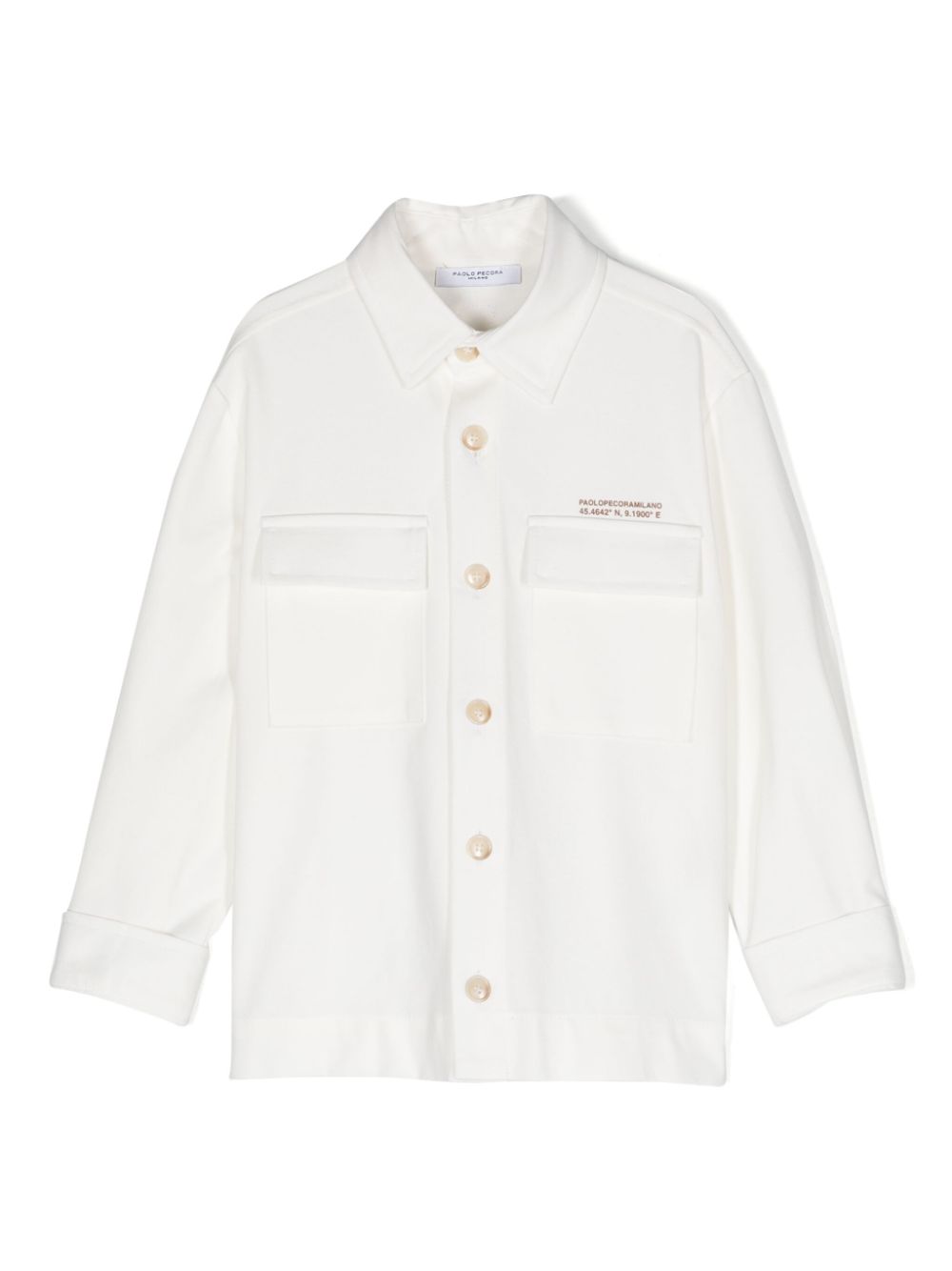 Logo-print shirt jacket - White