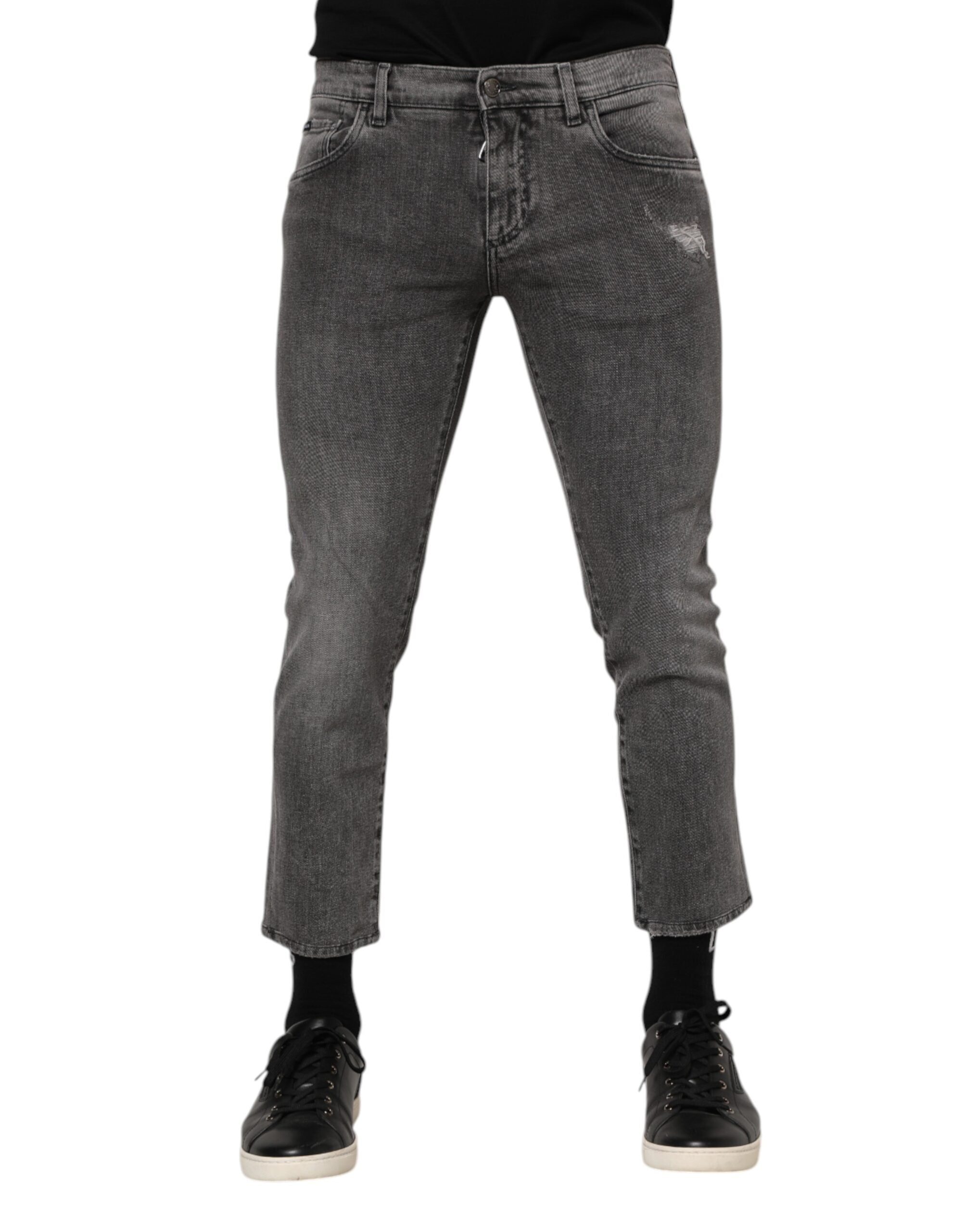 Skinny Cropped Denim Jeans — Gray