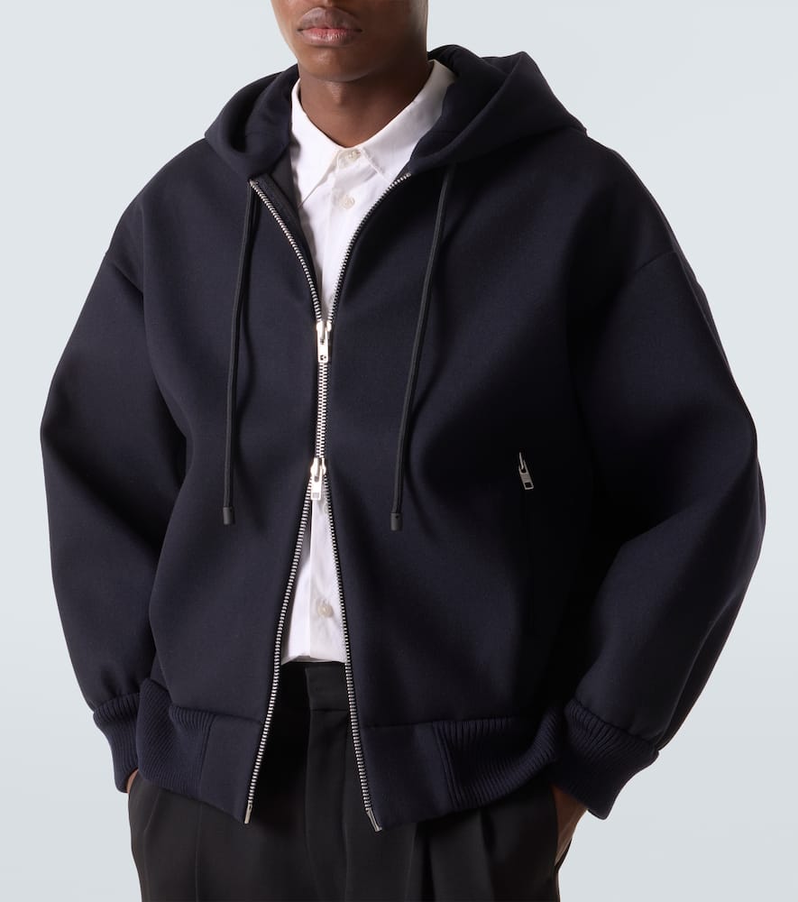 Embellished wool-blend hoodie