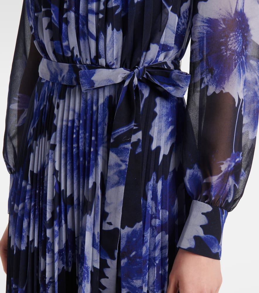 Floral pleated voile gown