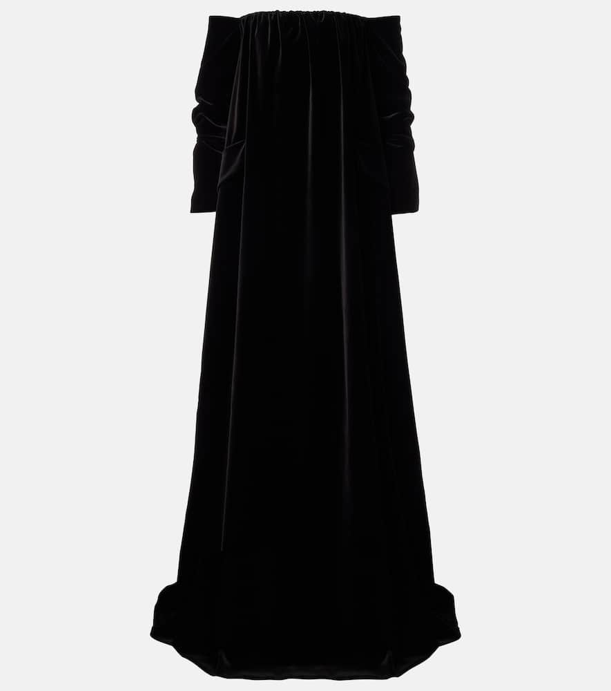 Open-back cotton velvet gown