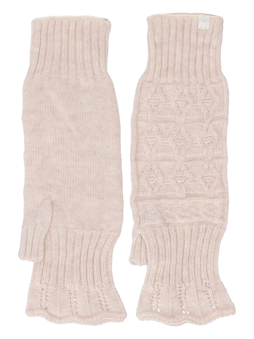 Off White Knitted Fingerless Gloves