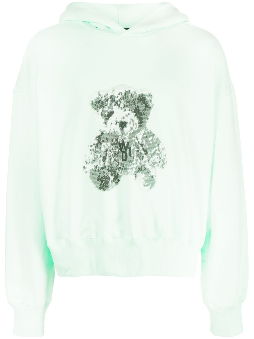 Logo-patch cotton hoodie - Green