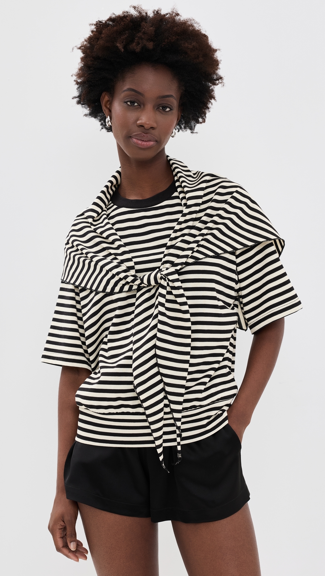Olsen Short Sleeve Top Onyx Stripe