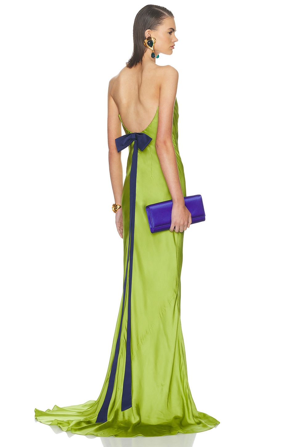 Alejandra Alonso Rojas Open Back Gown With Bow in Green. 6. Also