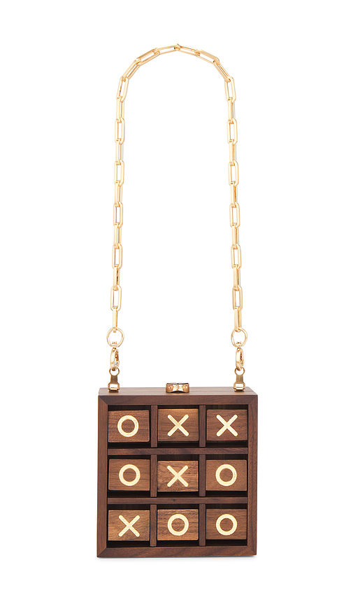 Cult Gaia Tic Tac Toe Clutch in Brown
