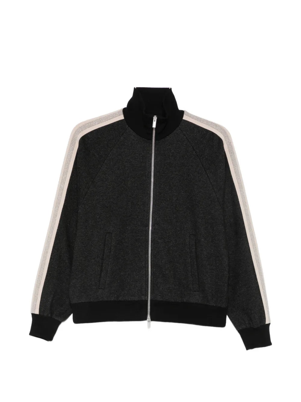 Side-Stripe Zip-Fastening Sweatshirt — Black