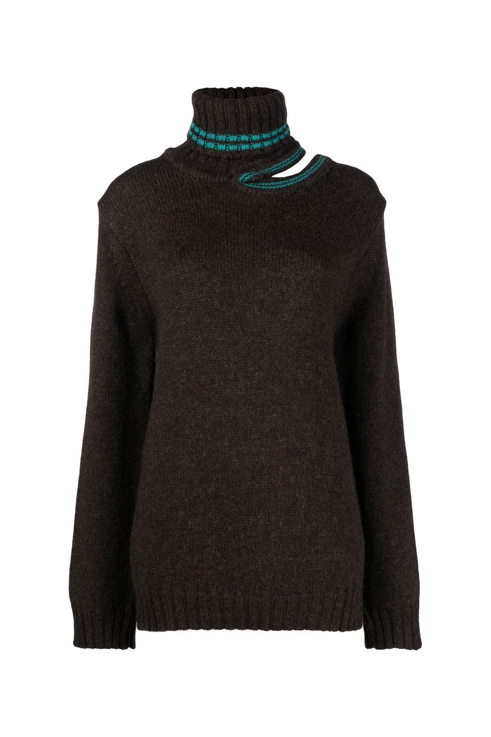 Double-neck knitted jumper - Brown